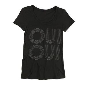 dirty violet Womens Oui Oui Graphic T-Shirt, Black, NWT